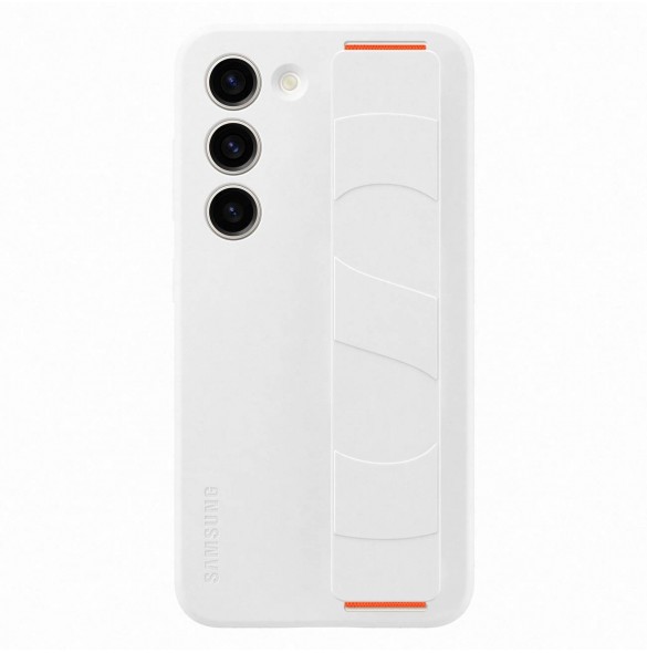 Samsung Silicone Grip Cover Case för Samsung Galaxy S23 silikonskal med handledsrem vit (EF-GS911TWEGWW)