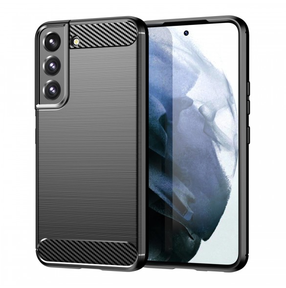 Carbon Case fodral för Samsung Galaxy S23+ flexibel silikon kolfodral svart