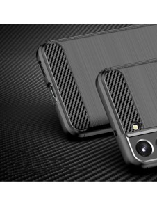 Carbon Case fodral för Samsung Galaxy S23+ flexibel silikon kolfodral svart