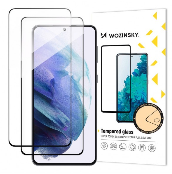 Wozinsky 2x hellim härdat glas Samsung Galaxy S23+ 9H helskärmshärdat glas med svart ram