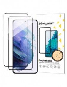 Wozinsky 2x hellim härdat glas Samsung Galaxy S23 9H helskärmshärdat glas med svart ram