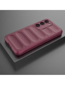Magic Shield Fodral för Samsung Galaxy S23+ flexibelt pansarskal vinröd