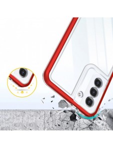 Klart 3-i-1 fodral för Samsung Galaxy S23+ silikonskal med ram röd