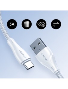 Joyroom USB-kabel - USB C 3A Surpass-serien för snabb laddning och dataöverföring 0,25 m vit (S-UC027A11)