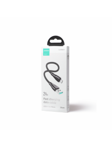 Joyroom USB-kabel - micro USB 2.4A Surpass-serien för snabb laddning och dataöverföring 0,25 m svart (S-UM018A11)