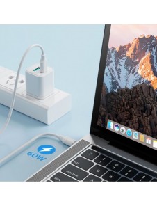 Joyroom-kabel USB-C - USB-C 480Mb/s 60W 1m vit (S-CC060A9)