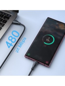 Joyroom USB - USB C 3A kabel Surpass Series för snabb laddning och dataöverföring 0,25 m svart (S-UC027A11)