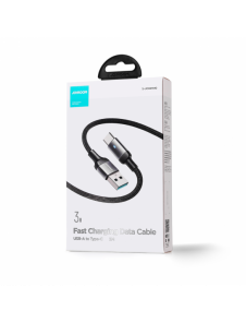 Joyroom USB-kabel - USB C 3A för snabb laddning och dataöverföring A10 Series 2 m svart (S-UC027A10)