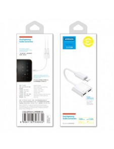 Joyroom Lightning - 2x Lightning hörlursadapter ljud och laddning vit (S-Y104)