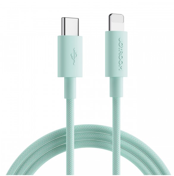 Joyroom slitstark USB Type C-kabel - Lightning för snabb laddning/dataöverföring 20W 0,25m grön (S-02524M13)