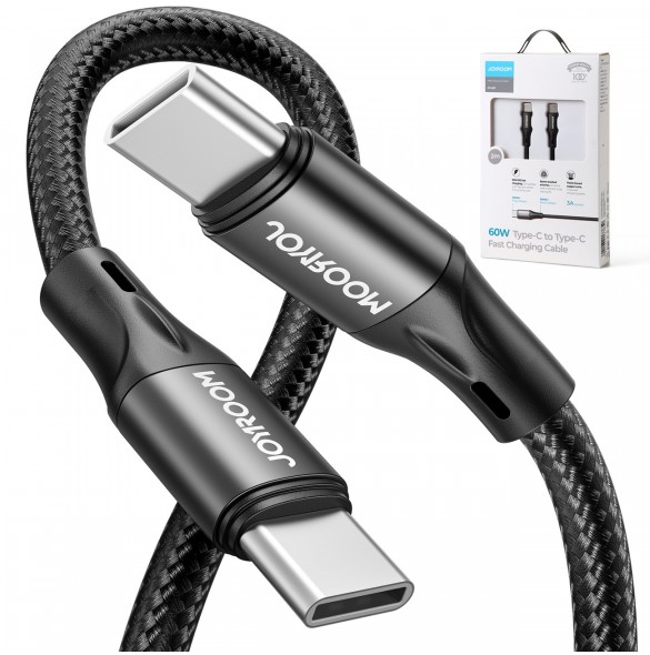 Joyroom snabbladdnings-/datakabel USB Typ C - USB Typ C PD 60W 2m svart (S-2030N1-60)