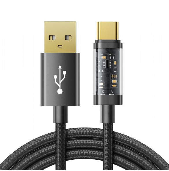 Joyroom USB-kabel - USB Typ C för laddning/dataöverföring 3A 1,2m svart (S-UC027A12)