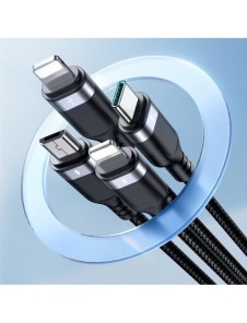 4in1 USB-kabel USB-A - USB-C / 2 x Lightning / Micro för laddning och dataöverföring 1,2m Joyroom S-1T4018A18 - svart