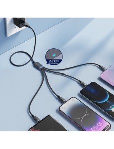 4in1 USB-kabel USB-A - USB-C / 2 x Lightning / Micro för laddning och dataöverföring 1,2m Joyroom S-1T4018A18 - svart