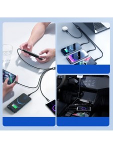 4in1 USB-kabel USB-A - USB-C / 2 x Lightning / Micro för laddning och dataöverföring 1,2m Joyroom S-1T4018A18 - svart