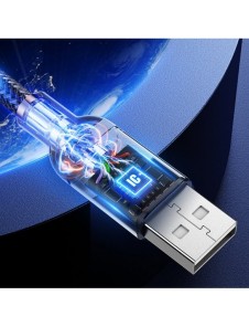 Joyroom hållbar kabel USB-kabel - Lightning med ljudkänslig LED-bakgrundsbelysning 2,4A 1,2m grå (S-1230N16)