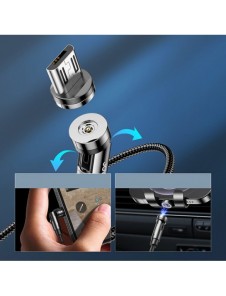 Joyroom 3in1 magnetisk kabel USB - Lightning / USB Typ C / micro USB laddningskabel 2,4A 1,2m svart (S-1224X2 LCM svart)