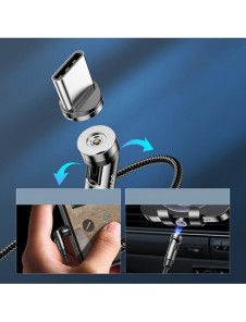 Joyroom 3in1 magnetisk kabel USB - Lightning / USB Typ C / micro USB laddningskabel 2,4A 1,2m svart (S-1224X2 LCM svart)