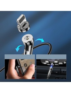 Joyroom 3in1 magnetisk kabel USB - Lightning / USB Typ C / micro USB laddningskabel 2,4A 1,2m svart (S-1224X2 LCM svart)
