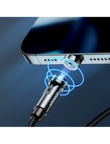 Joyroom 3in1 magnetisk kabel USB - Lightning / USB Typ C / micro USB laddningskabel 2,4A 1,2m svart (S-1224X2 LCM svart)