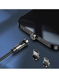 Joyroom 3in1 magnetisk kabel USB - Lightning / USB Typ C / micro USB laddningskabel 2,4A 1,2m svart (S-1224X2 LCM svart)