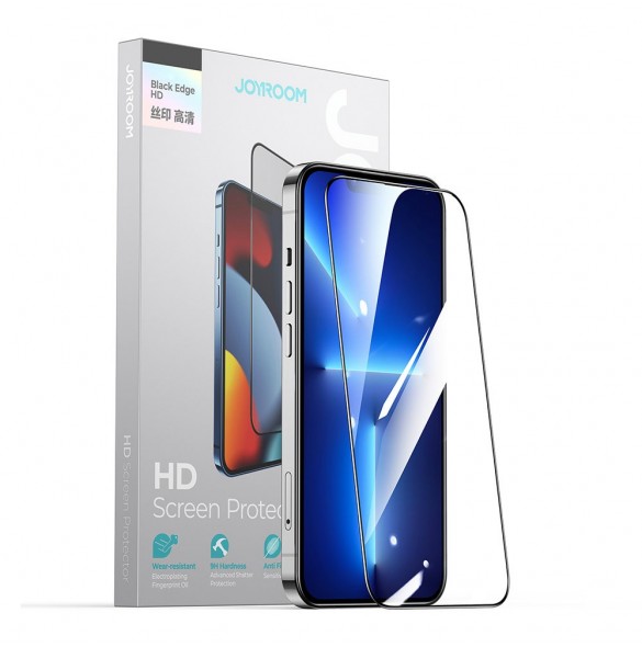 Joyroom Knight 2,5D TG härdat glas för iPhone 14 Plus helskärm med ram genomskinlig (JR-H03)