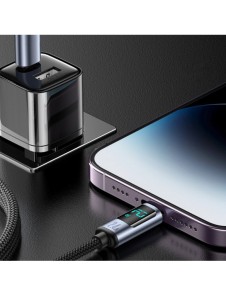 Lightning-kabel - USB A 2,4A 1,2m med LED-display Joyroom S-AL012A16 - svart