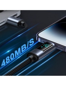 Lightning-kabel - USB A 2,4A 1,2m med LED-display Joyroom S-AL012A16 - svart
