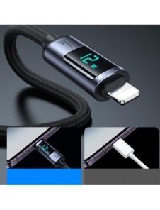 Lightning-kabel - USB A 2,4A 1,2m med LED-display Joyroom S-AL012A16 - svart
