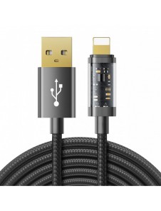 Joyroom USB-kabel - Lightning för laddning/dataöverföring 2,4A 20W 2m svart (S-UL012A20)