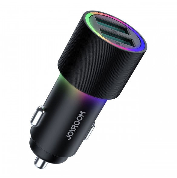 Joyroom billaddare 2 x USB med bakgrundsbelysning 24W svart (JR-CL10)