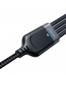 USB-kabel 4in1 USB-A - 2 x USB-C / Lightning / Micro för laddning och dataöverföring 1,2m Joyroom S-1T4018A18 - svart