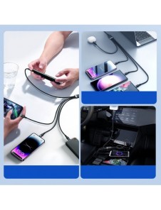 USB-kabel 4in1 USB-A - 2 x USB-C / Lightning / Micro för laddning och dataöverföring 1,2m Joyroom S-1T4018A18 - svart