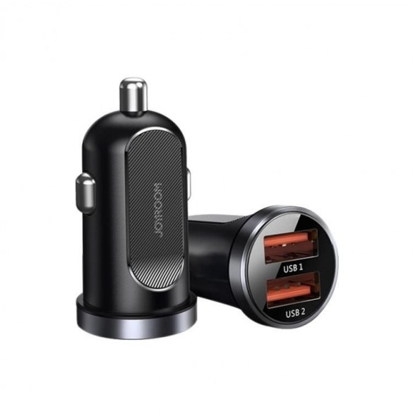 Joyroom C-A09 Mini dubbla portar QC3.0 Smart snabbladdning 2x USB 30W Snabbladdning, SCP, PD, AFC Svart