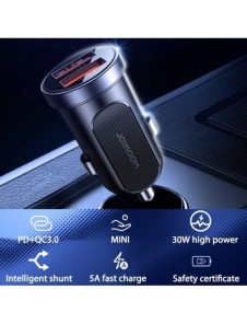 Joyroom C-A09 Mini dubbla portar QC3.0 Smart snabbladdning 2x USB 30W Snabbladdning, SCP, PD, AFC Svart