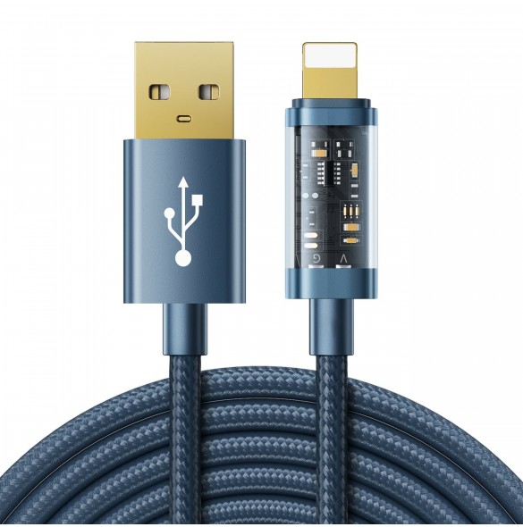 Joyroom USB-kabel - Lightning för laddning/dataöverföring 2,4A 20W 2m blå (S-UL012A20)