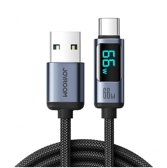 USB C - USB A-kabel 66W 1,2m med LED-display Joyroom S-AC066A16 - svart