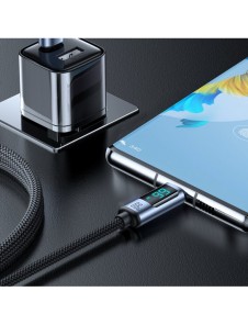 USB C - USB A-kabel 66W 1,2m med LED-display Joyroom S-AC066A16 - svart