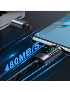 USB C - USB A-kabel 66W 1,2m med LED-display Joyroom S-AC066A16 - svart