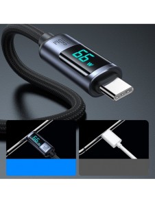 USB C - USB A-kabel 66W 1,2m med LED-display Joyroom S-AC066A16 - svart