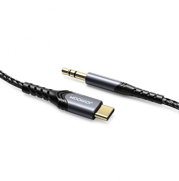 Joyroom AUX stereoljudkabel 3,5 mm minijack - USB Type C för surfplatta 1 m svart (SY-A03)