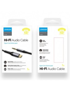 Joyroom AUX stereoljudkabel 3,5 mm minijack - USB Type C för surfplatta 1 m svart (SY-A03)