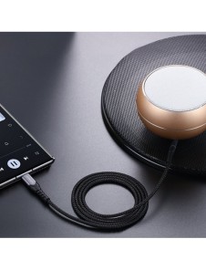 Joyroom AUX stereoljudkabel 3,5 mm minijack - USB Type C för surfplatta 1 m svart (SY-A03)
