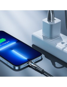 Joyroom snabbladdningskabel med smart switch USB-A - Lightning 2,4A 1,2m svart (S-UL012A3)