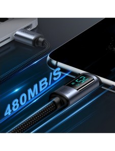 USB C - USB C-kabel 100W 1,2m med LED-display Joyroom S-CC100A16 - svart