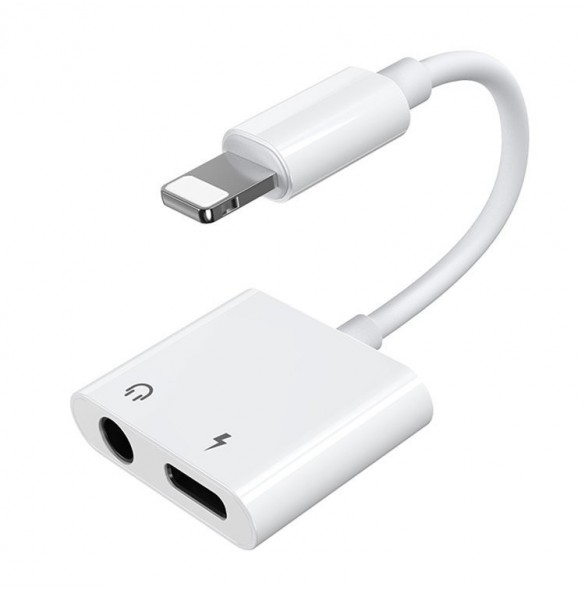 Joyroom-adapter Lightning / 3,5 mm miniuttag vit (S-Y104)