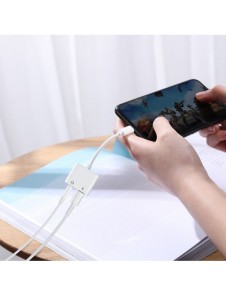 Joyroom-adapter Lightning / 3,5 mm miniuttag vit (S-Y104)