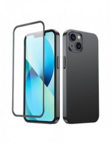 Joyroom 360 Full Case fram och bak skal för iPhone 13 + skärmskydd i härdat glas svart (JR-BP927 svart)