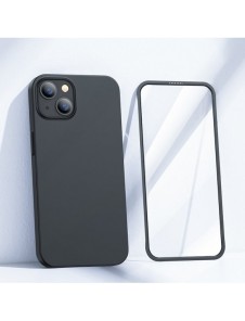 Joyroom 360 Full Case fram och bak skal för iPhone 13 + skärmskydd i härdat glas svart (JR-BP927 svart)