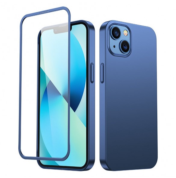 Joyroom 360 Full Case fram och bak skal för iPhone 13 + skärmskydd i härdat glas blå (JR-BP927 blå)